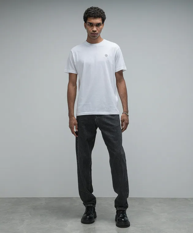 Stone Island T-shirt bianca con patch logo 791523757
