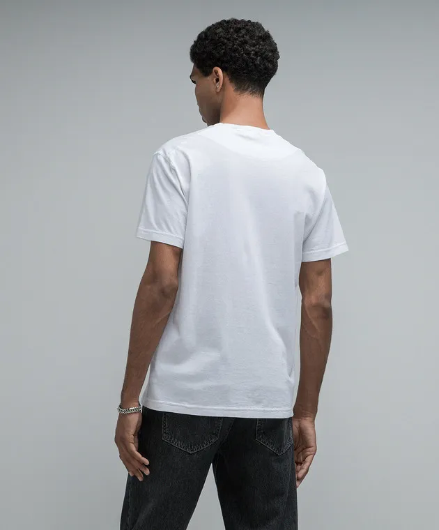 Stone Island T-shirt bianca con patch logo 791523757