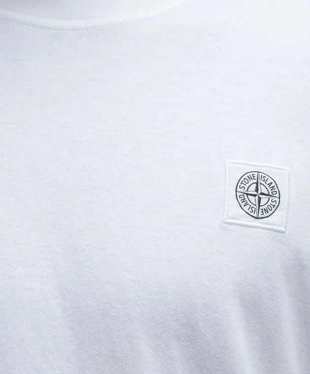 Stone Island T-shirt bianca con patch logo 791523757